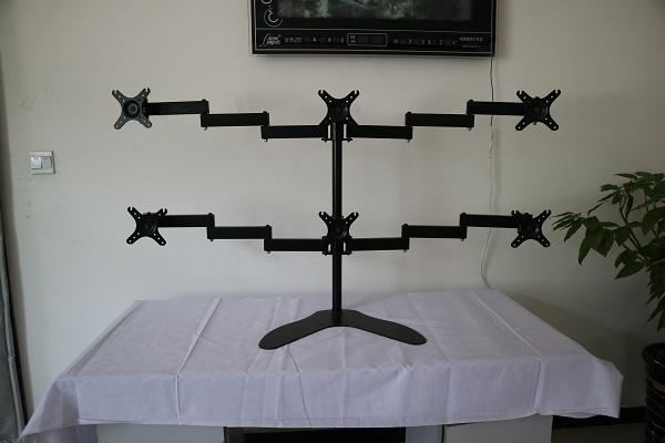 LCD dual monitor desk mounts height adjustment for 6 Screens 13'' to 27”